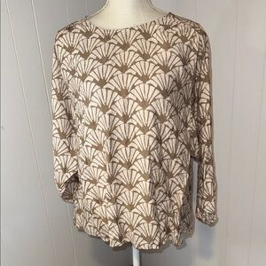 Pleione Beige and Brown Patterned Blouse